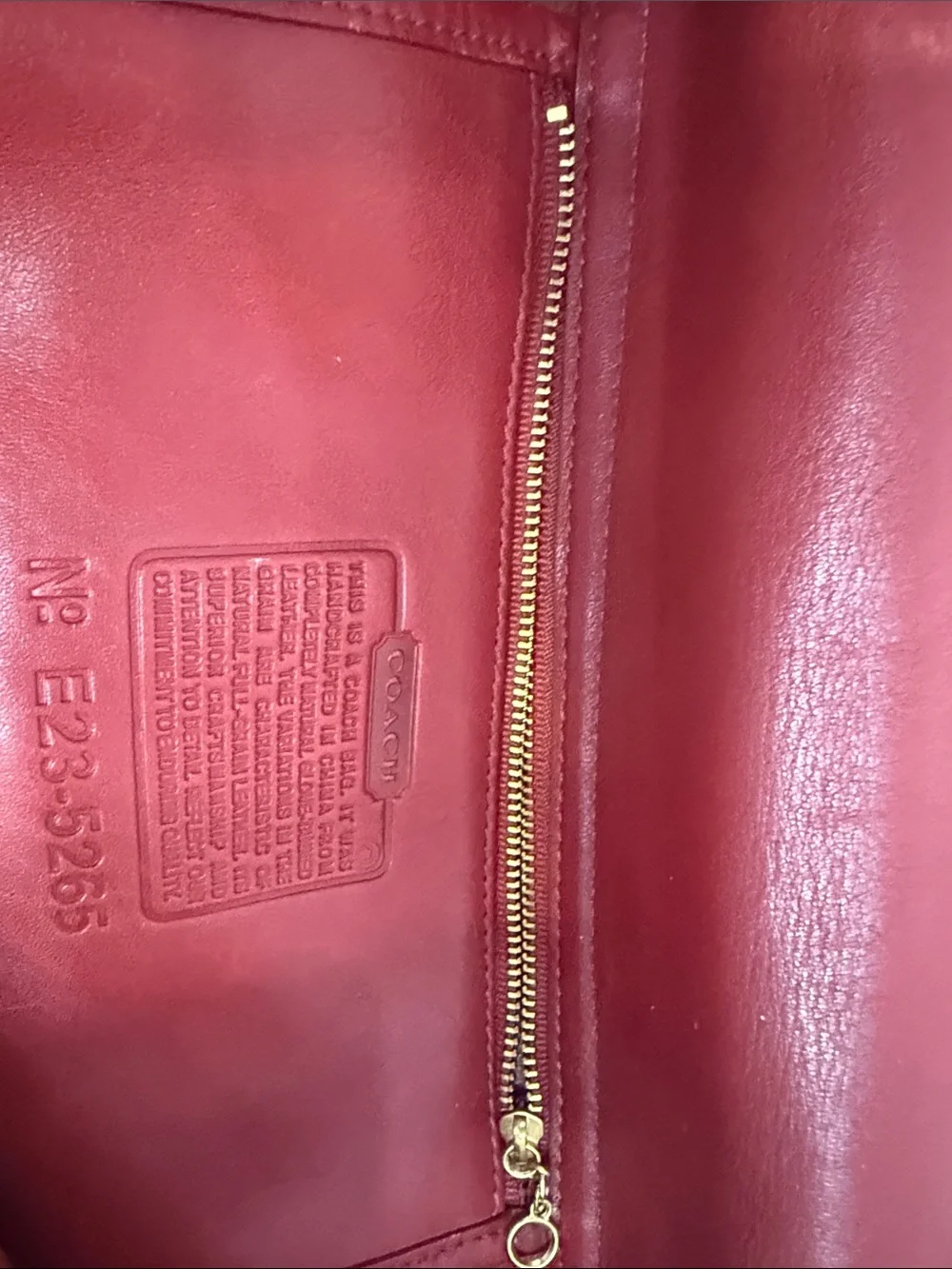 Coach Red Leather Briefcase with Gold-Tone Turn Lock